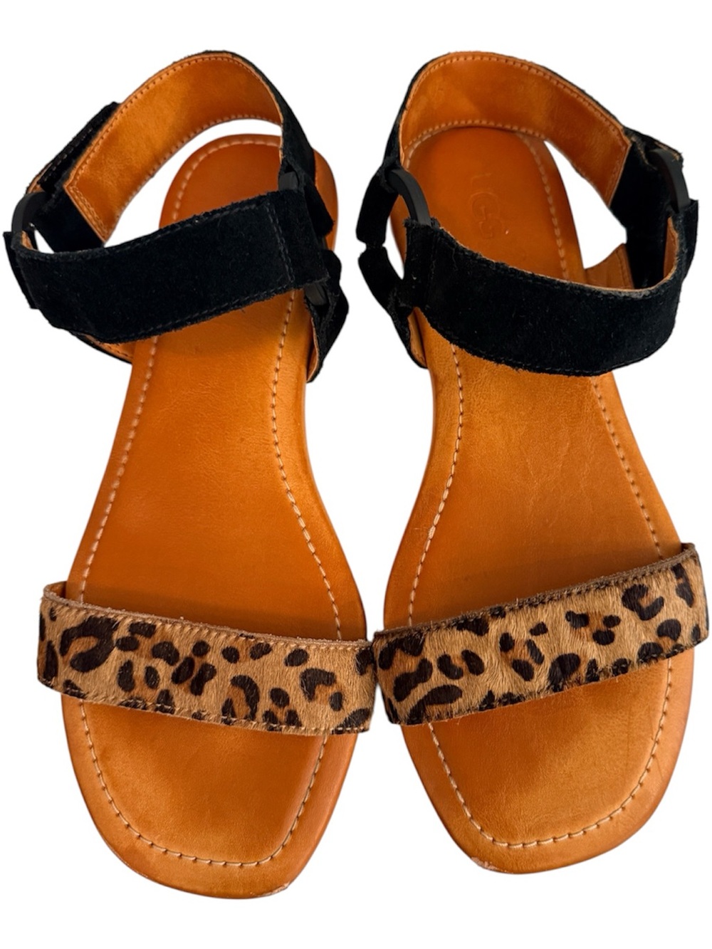 UGG Leopard Calf Hair Ankle Strap Sandals Size 8